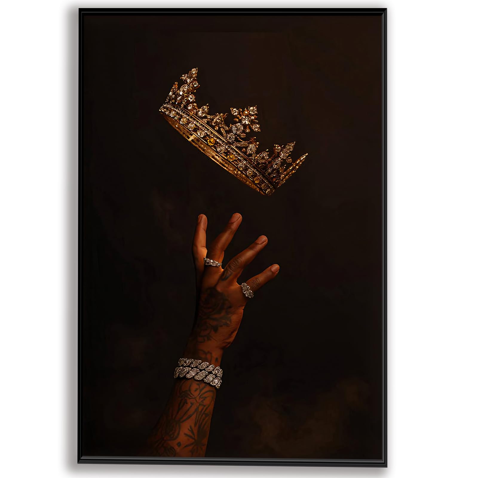 SKTBJWNYK Black King Crown Art: Regal Hip-Hop Home Decor