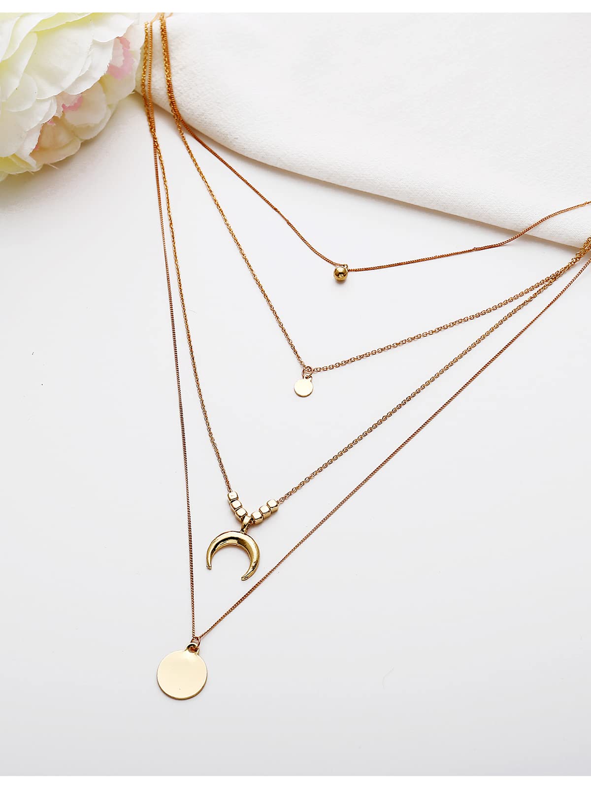 Moon Layered Necklace in Gold
