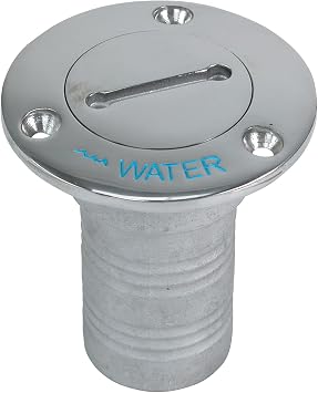 Whitecap 6125C Stainless Steel 90 Degree Hose Deck Fill with Key - Water, 1-1/2", Grey