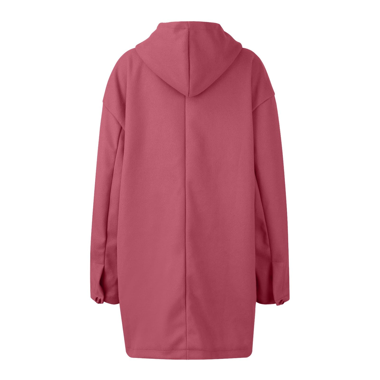FUPODD Wintermantel Damen Lang Wolle Kapuzenjacke Mit Knöpfen Wollmantel Damen Winter Winterjacke Warm Mantel Mit Kapuze Damenmantel Oversized Trenchcoat Winddicht Wolljacke Frauen Casual Outwear