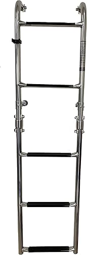 Miniatura 8 de classAcustoms 77090402 Escalera plegable para barco de 5 escalones Acero inoxidable Escalera para barco de esquí Escalera para pontón 2 + 3