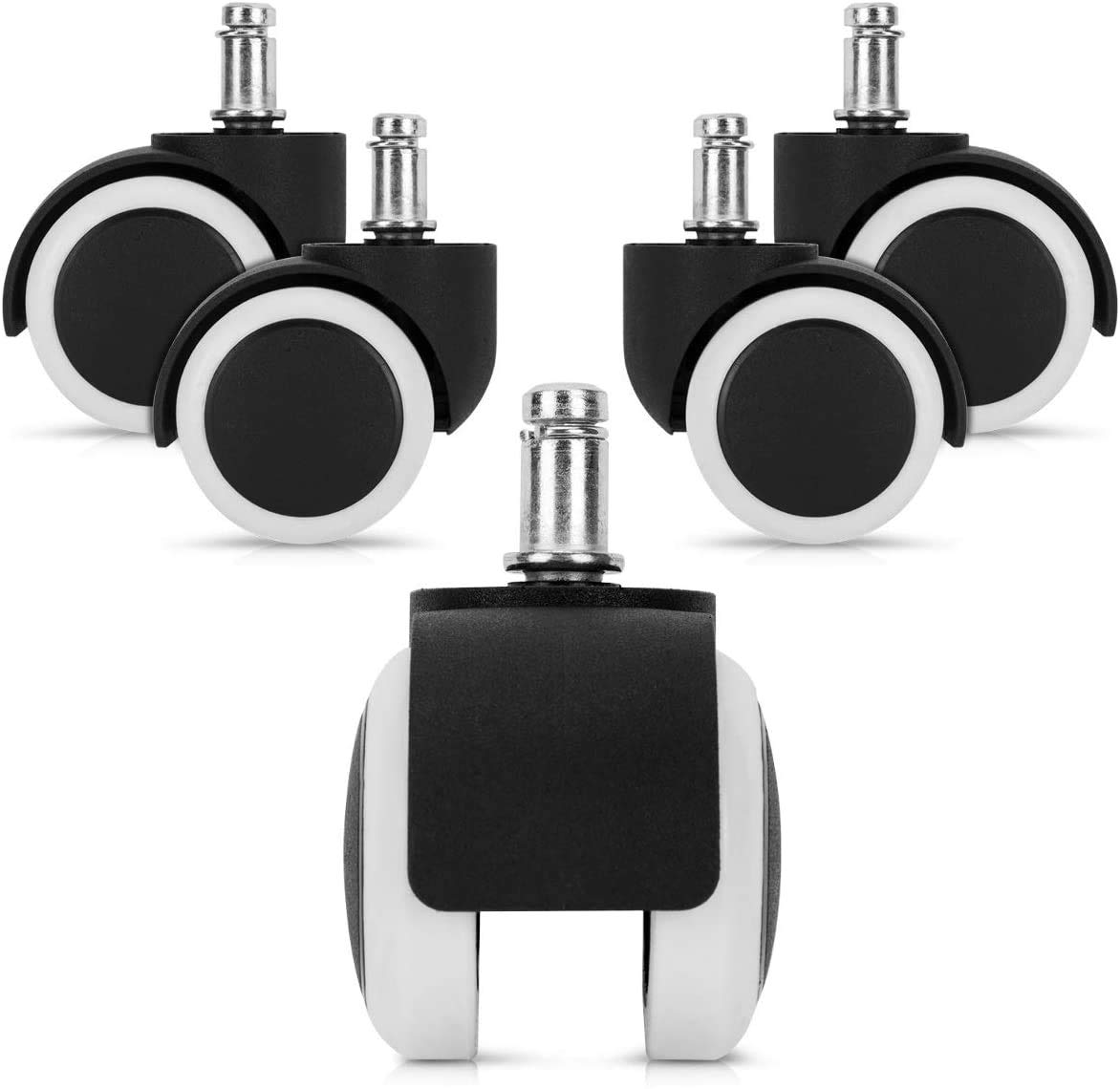 WANGZAIZAI 5 Ruedas para Suelo Duro 11/50 mm - también para Suelos Blandos - engomado - Ruedas para sillas de Oficina de 360 ​​° Ruedas de Repuesto - Ruedas de Repuesto para sillas de Oficina
