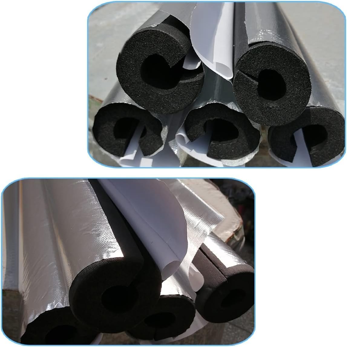 発泡チューブ、パイプ断熱 パイプ断熱フォームチューブ ID 27mm 43mm 60mm 89mm、アルミホイル付き不凍液断熱パイプ