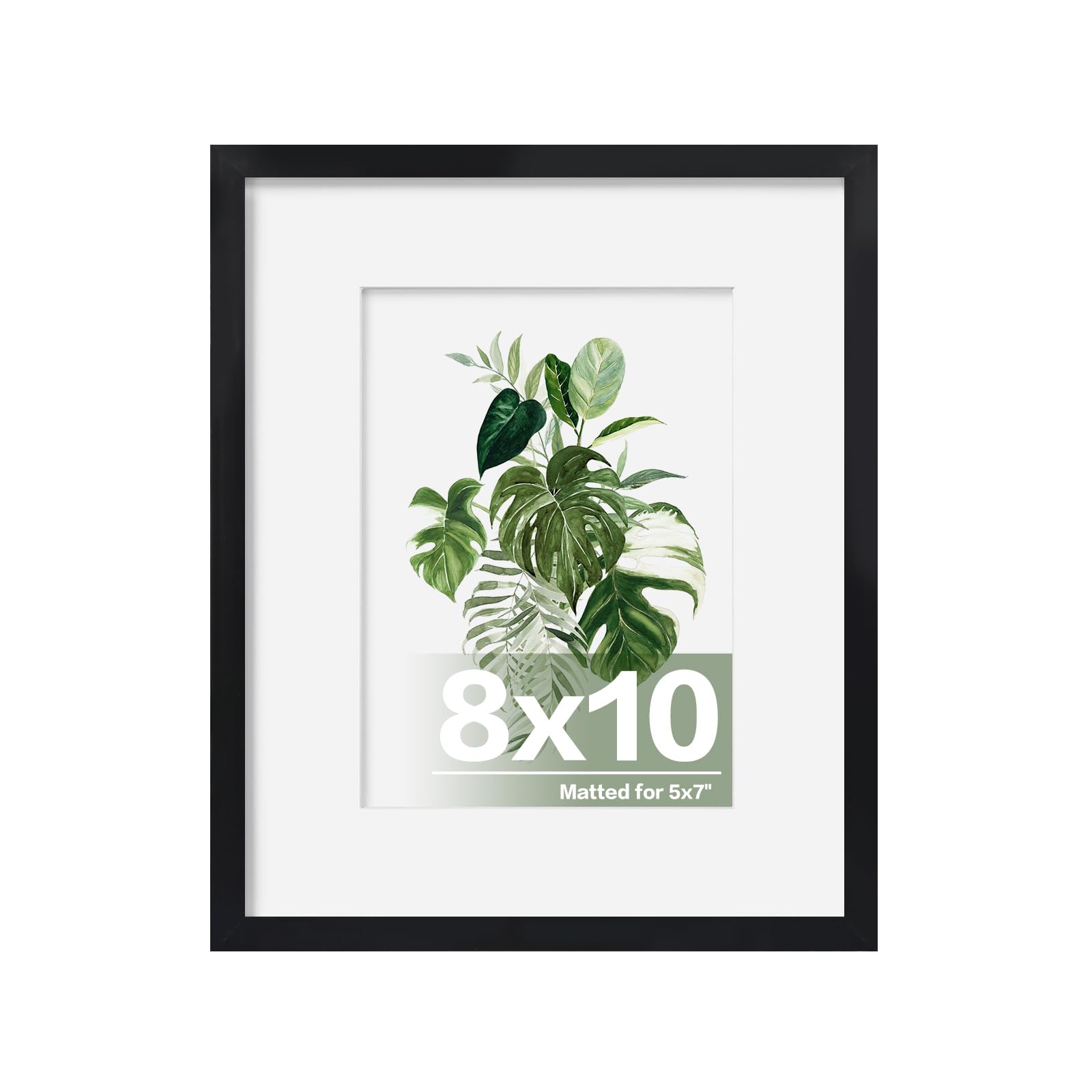 EGOFINE 10X8 Picture Frame, 10X8 Frame Display 5X7 with Mat Covered by Plexiglass, for Wall Mounting, Black — image 1