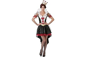 Queen of Hearts Women's Halloween Costume: Reign Over with Red Card Dress and Crown