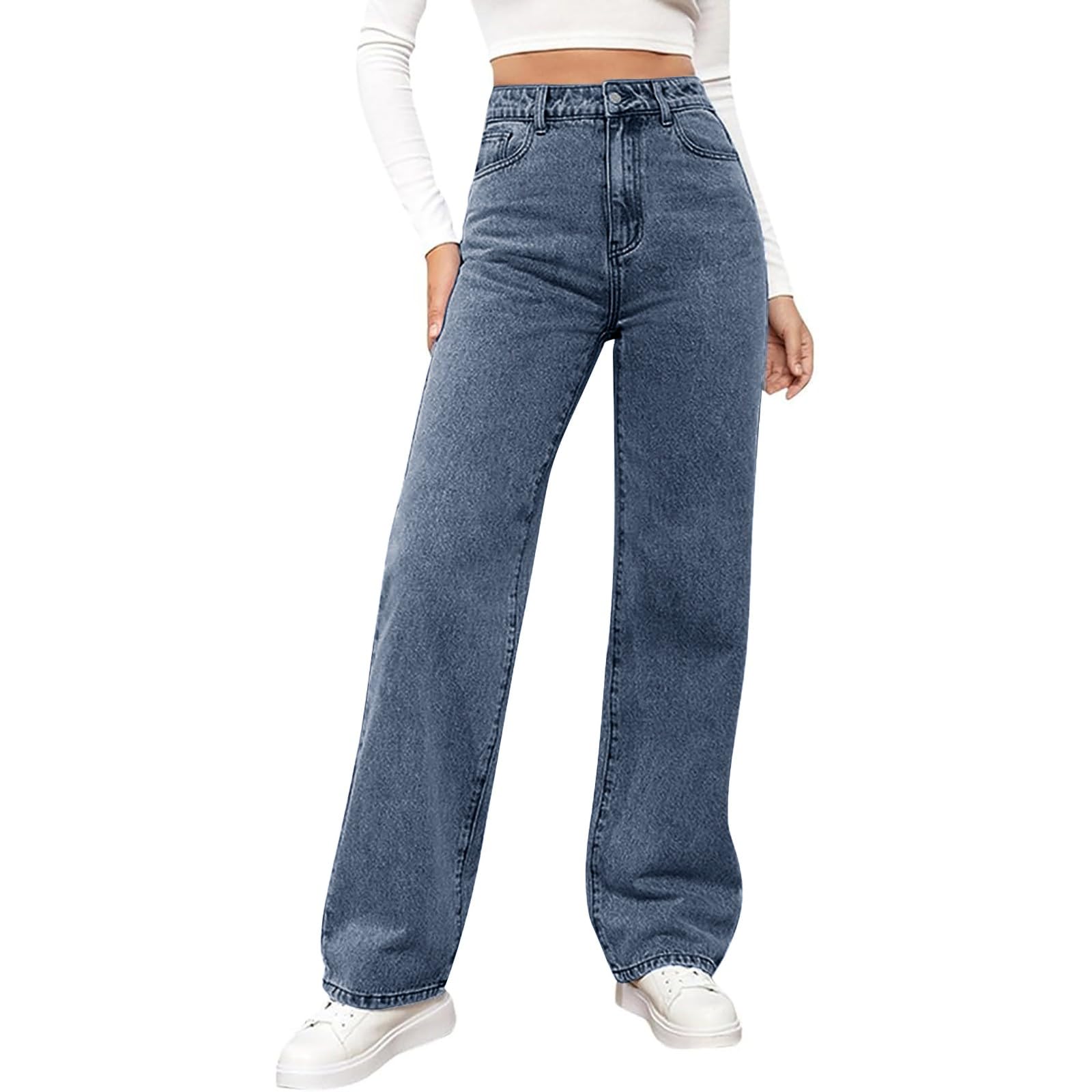 Pantalon en jean en coton pour femme en mousseline de soie avec poches