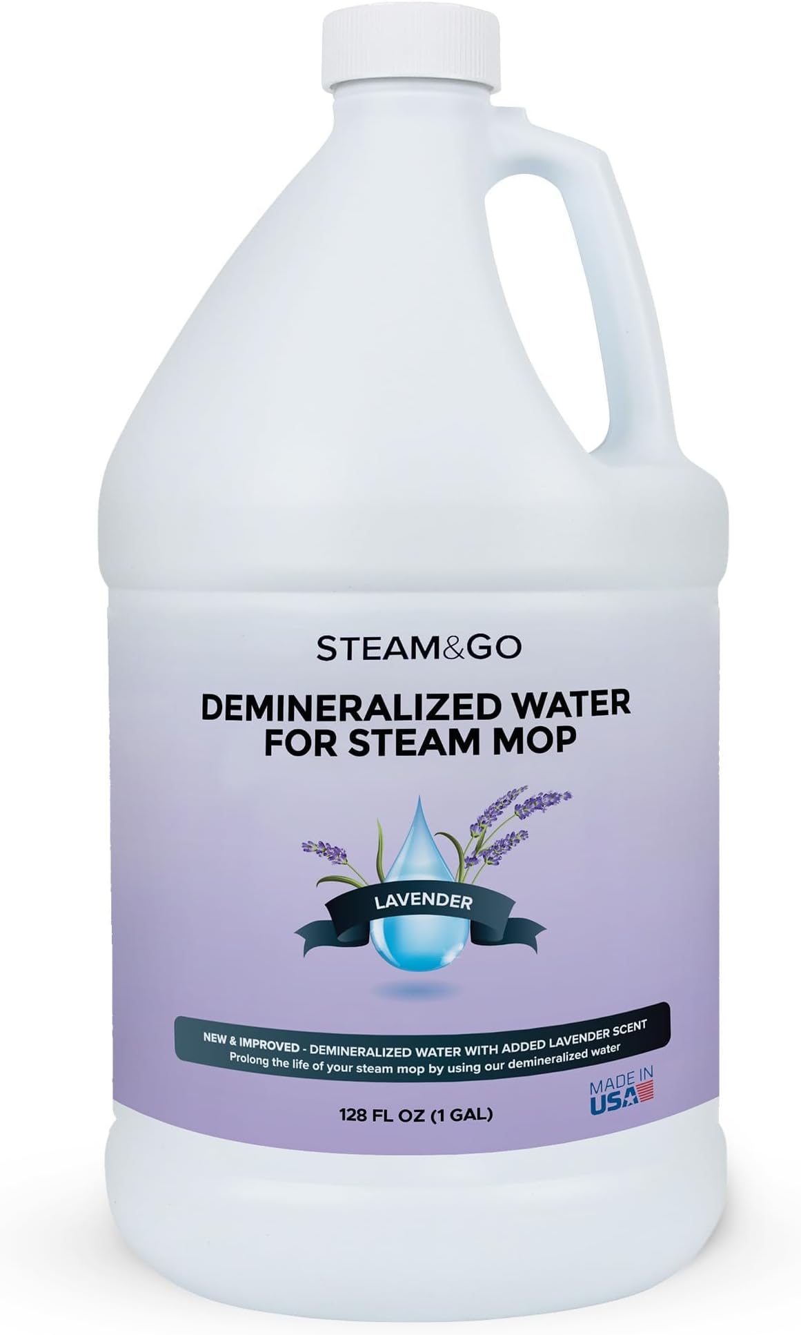 - Steam & Go Demineralized Water for Steam Cleaner - PVC-Free Floor Cleaning Solution Compatible for All Steam Mops - Multi-Surface Cleaner for Home Surfaces - Lavender Scent, 128 Fl oz