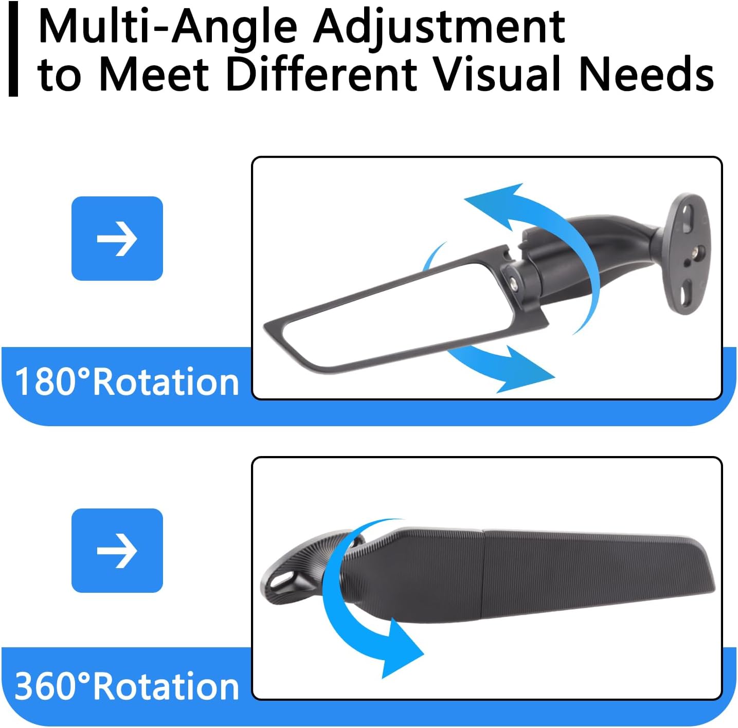 Motorcycle Rearview Mirrors, Compatible with Honda CBR300R CBR500R, Kawasaki Ninja 300 400 650, Suzuki GSXR 600 750, Yamaha R25 Wing Rearview Mirrors (Large)
