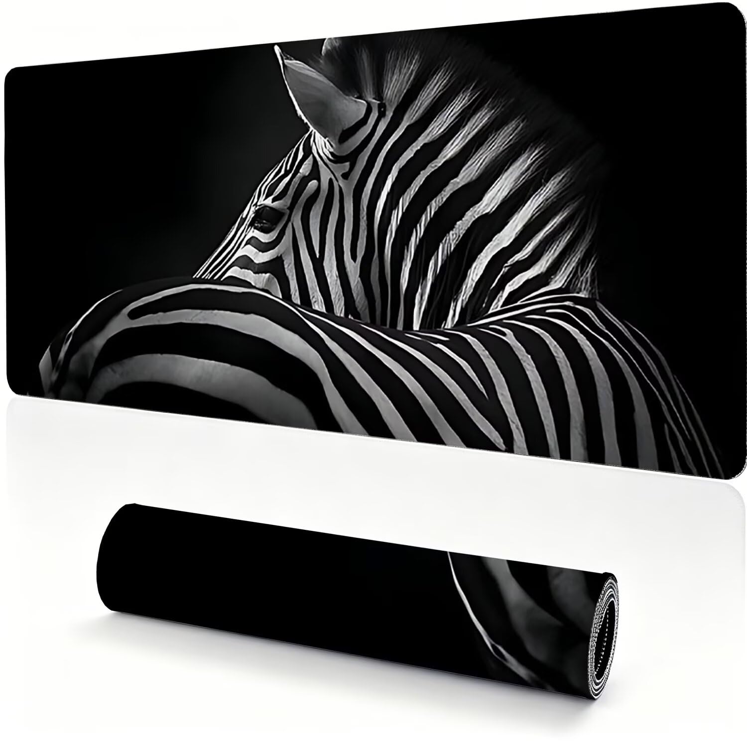 Tappetino Mouse Gaming XXL, Mousepad 1200x600x4mm nero zebra 0x0-223 | Tappetino Scrivania con Base in Gomma Antiscivolo Bordi Cuciti per Computer, PC, Migliora la Precisione e la Velocità