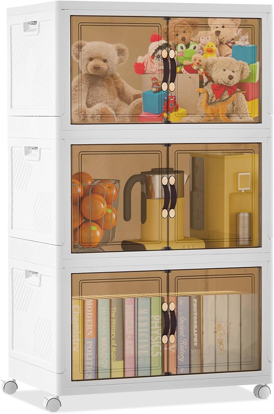 TUKAILAI 3 Tier Collapsible Storage Bins Single Layer 35QT