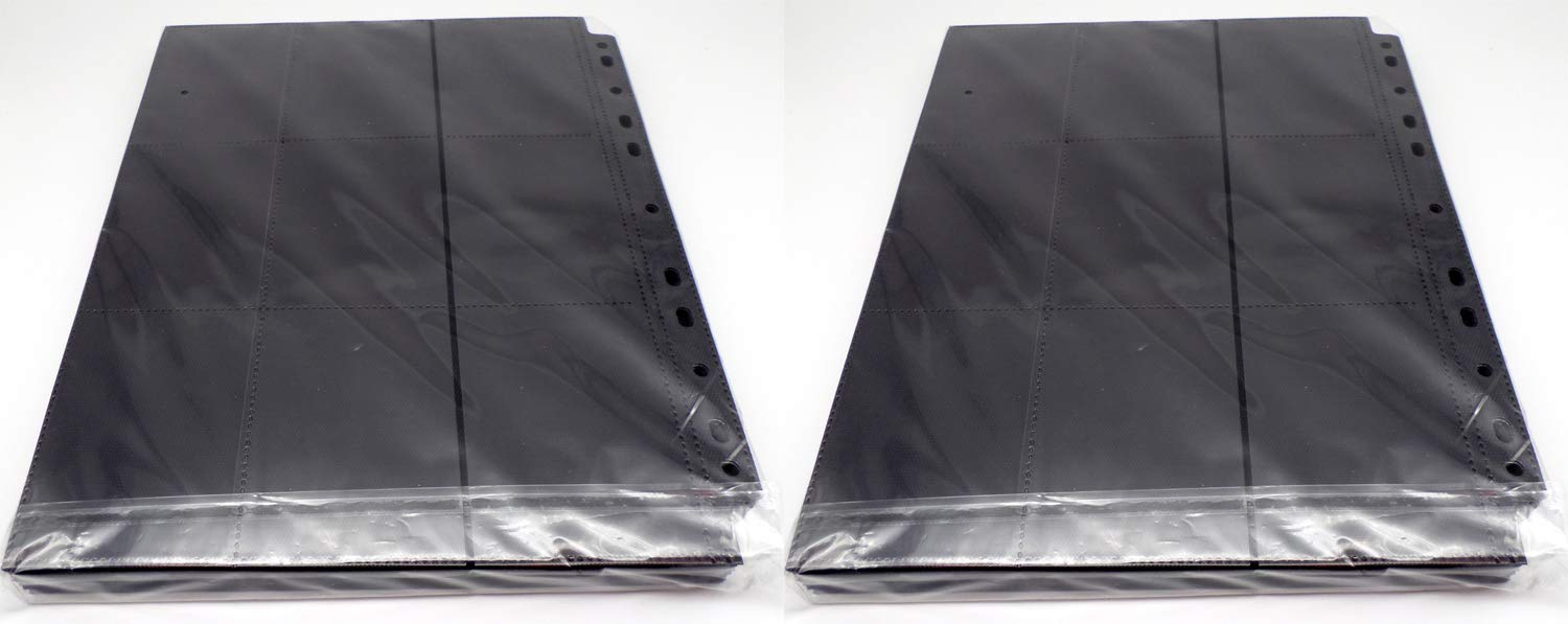 docsmagic.de 100 18-Pocket Pages Black - Sideloading - MTG PKM YGO - 11-Hole - Feuilles Noir