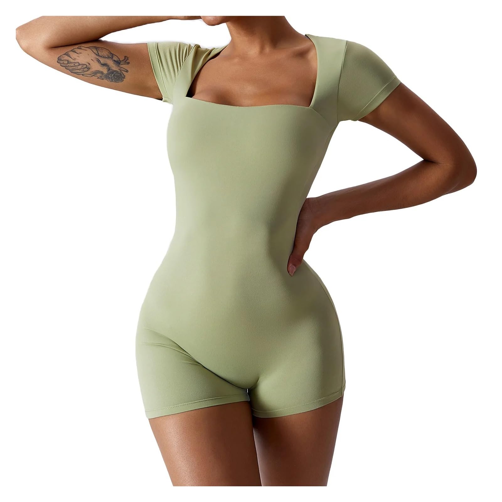 Conjunto de yoga for mujer, mono deportivo de una pieza, manga corta, ropa de gimnasio, push up, entrenamiento, fitness, mono de yoga