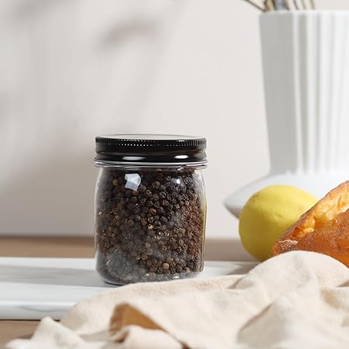 Miniatura 7 de Tarros de plástico transparente de 8 onzas con tapa de rosca, tarros vacíos reutilizables para almacenamiento de alimentos, recipientes redondos sin