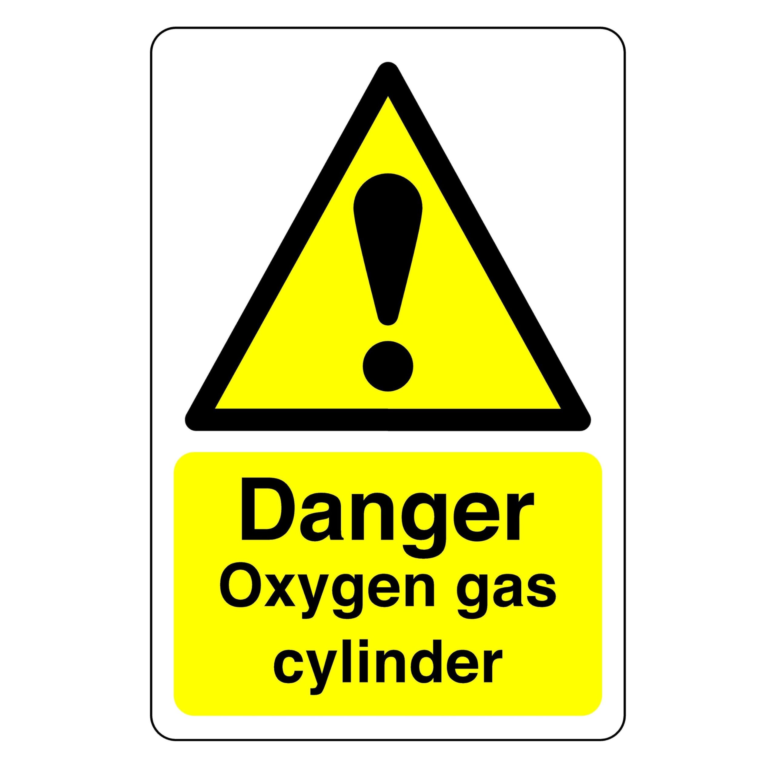Danger oxygen cylinder sign - 1.2mm Rigid plastic for indoor/outdoor usage (400mm x 300mm) Viewing Distance within 14m.