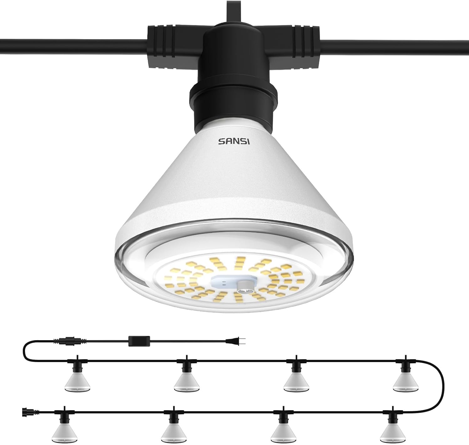 SANSI 192W String LED Grow Light, 1500W Equiv. Full Spectrum 4000K Daylight Plant Light, 120° Wide Beam Angle IP54 Waterproof High PPFD LED Lamp Outdoor for Greenhouse