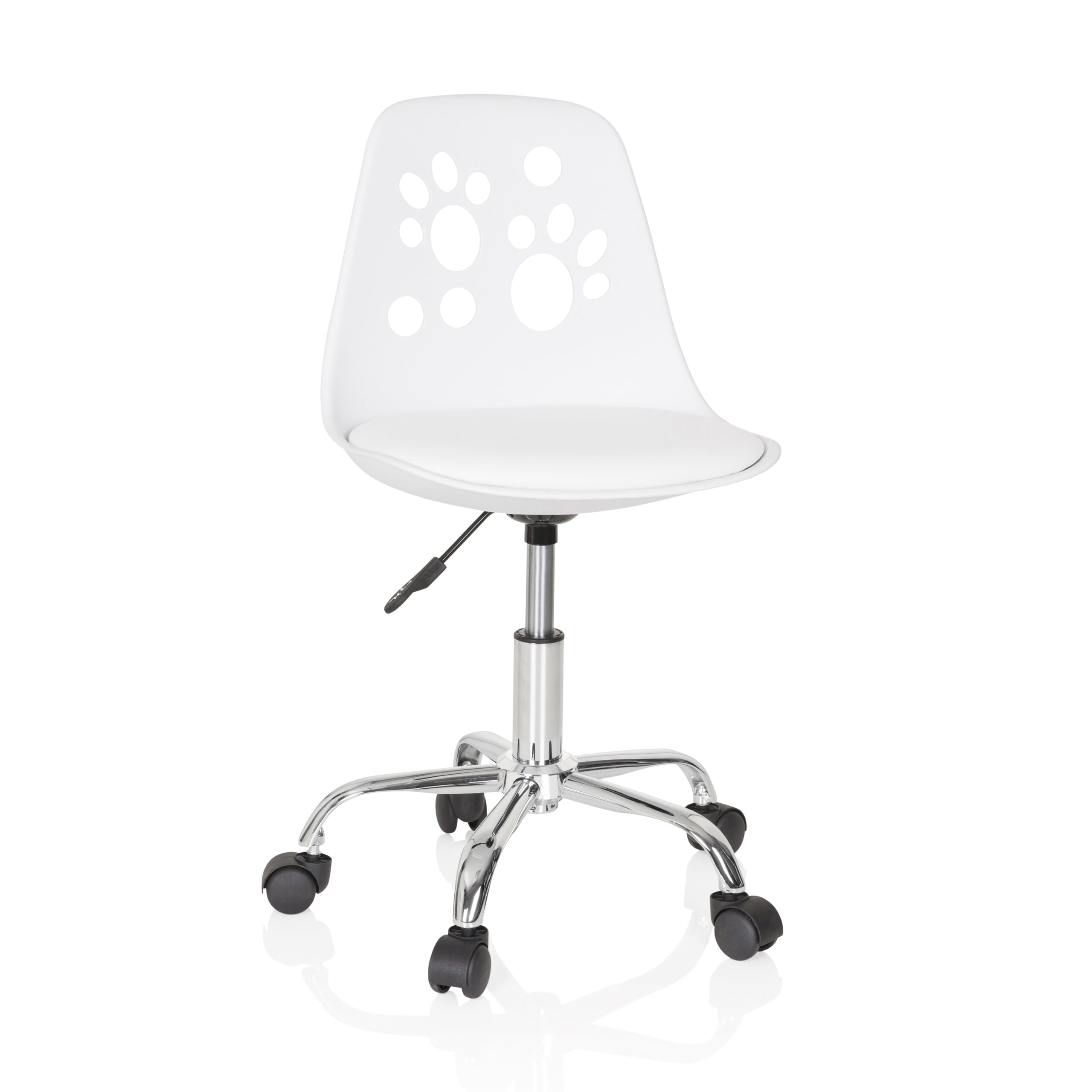 hjh OFFICE 742002 Silla Giratoria para Niños Fancy I Piel sintética Blanco, Sillas de Escritorio Infantiles, Ajustable en Altura, Motivo Animal