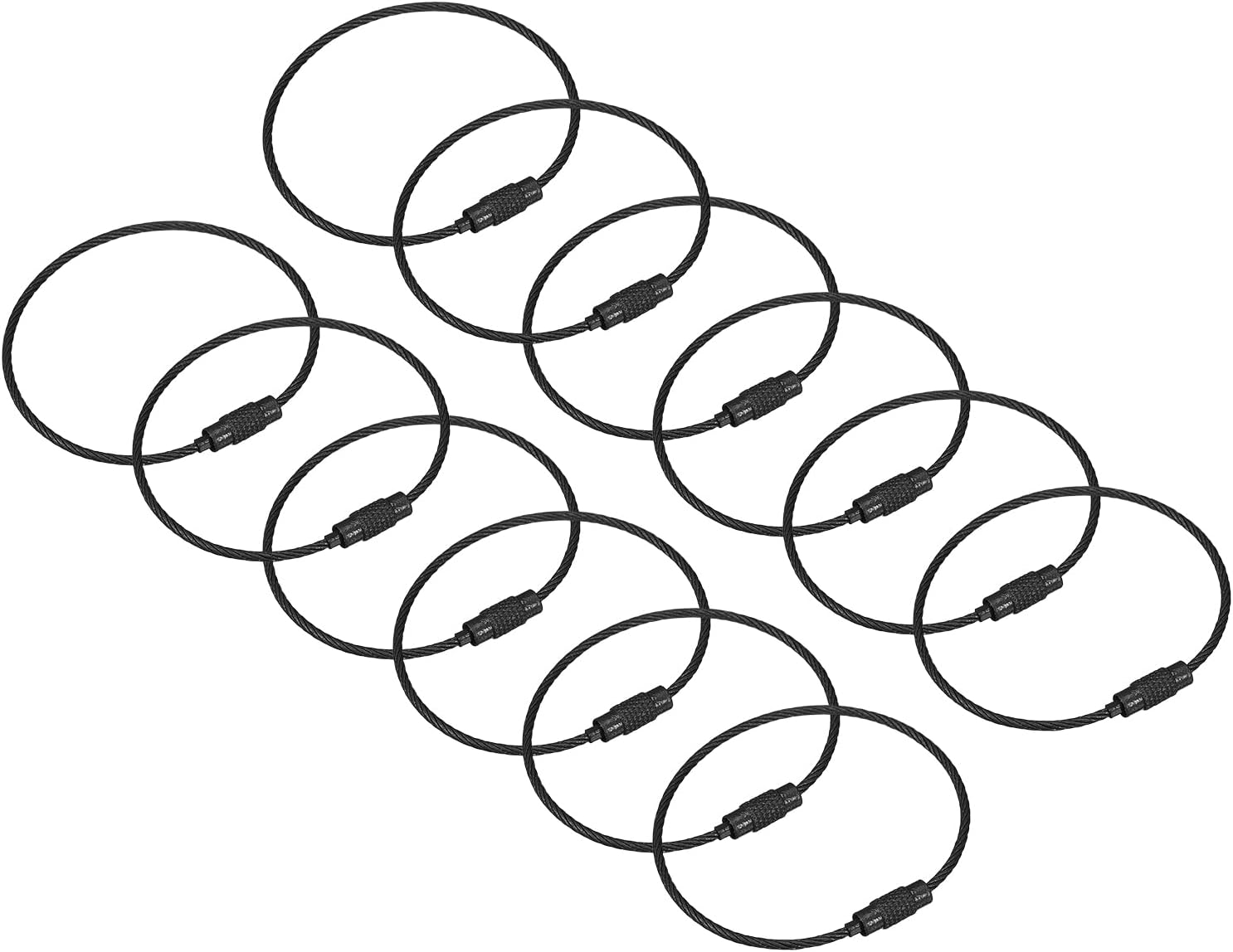 uxcell Cable Key Rings, Wire Keychain Twist Loops