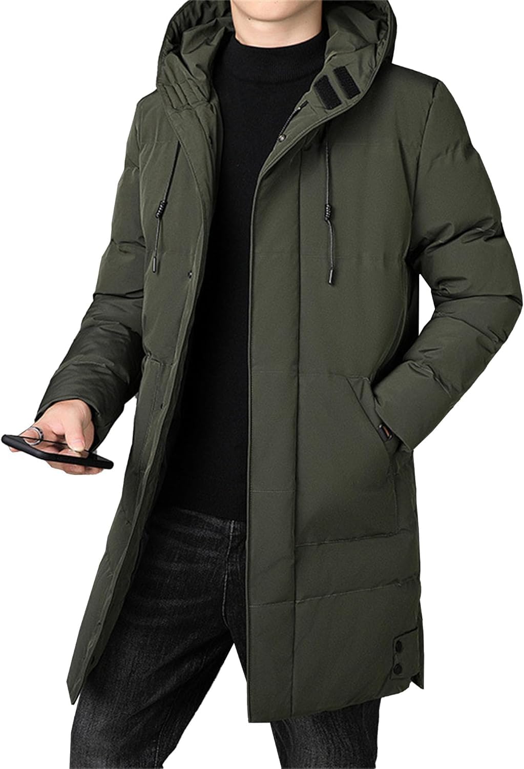 Chaqueta de Invierno Gruesa para Hombre Impermeable a Prueba de Viento Gruesa cálida con Capucha Larga Parka Chaqueta Cortavientos de Longitud Media