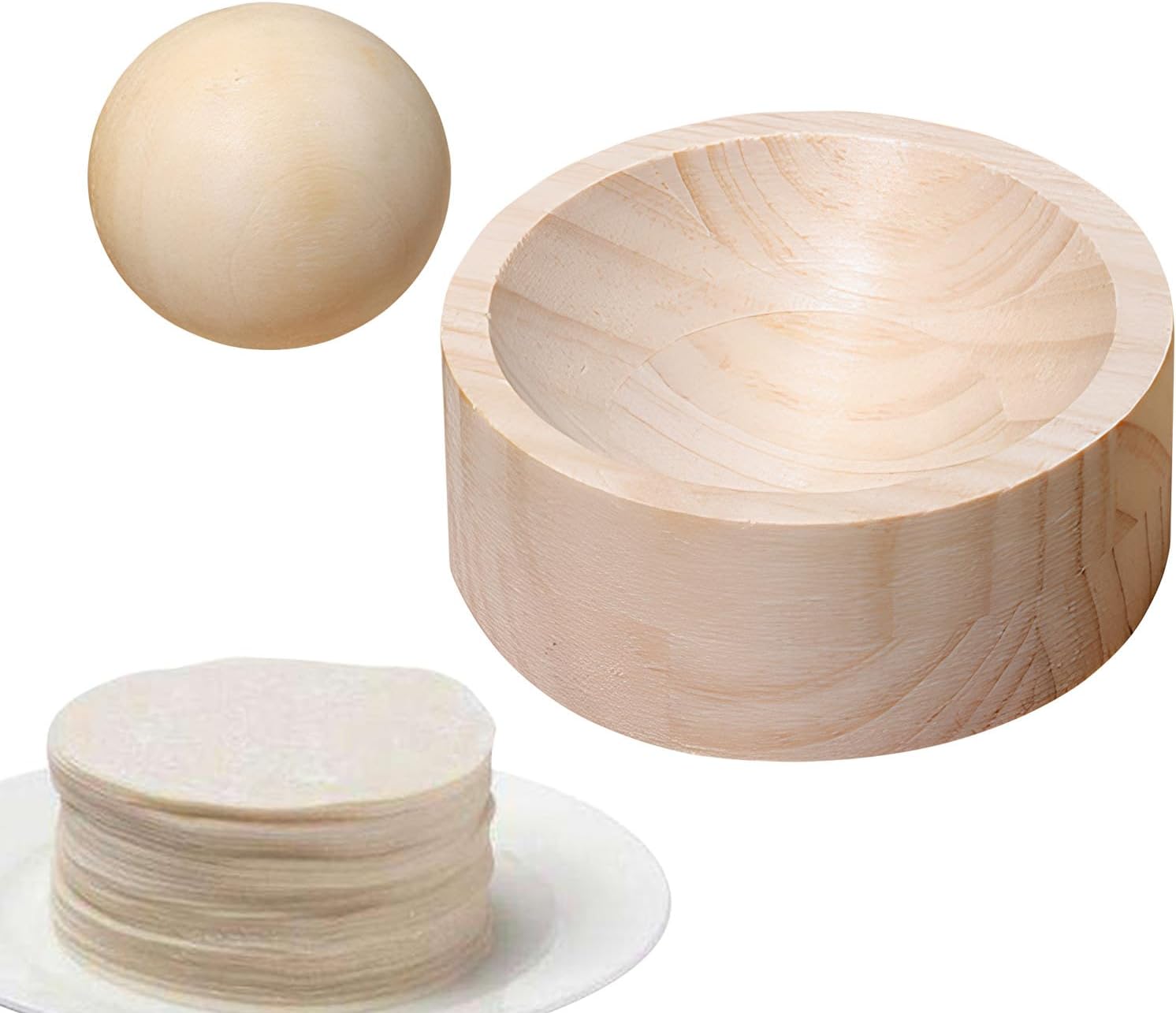 Wooden Dumpling Skin Maker, Effortless Handheld Dough Presser for Dumpling Wrappers, Ball Rolling Dumplings Maker Machine for Pasta, Cookie, Dough Kitchen Gadgets