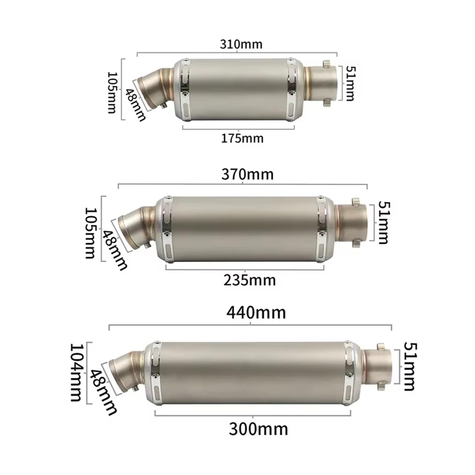 silencioso escape moto Para fz6 para pcx125 100cc-1000cc ATV GP Scooter | Silenciador de Escape Universal para motocicleta de 51mm, tubo de Escape de acero inoxidable de 310, 370 y 440mm(C3)