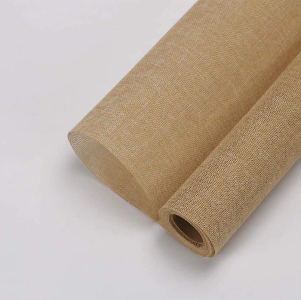 Korean Style Linen Flower Wrapping Paper Roll 48x450cm Vintage Natural Bouquet Packaging DIY Craft Gift Wrap for Valentine Wedding Birthday Party (Khaki)