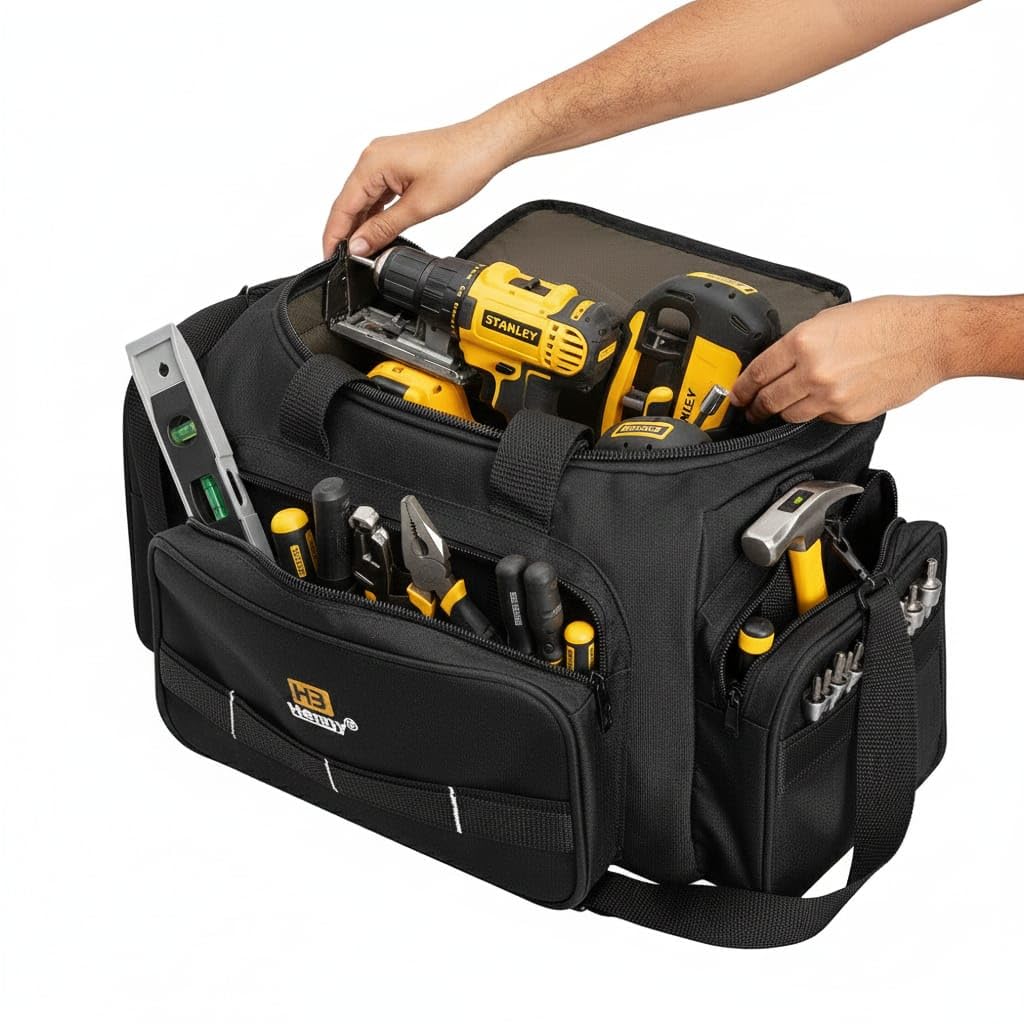 Tool Bag Premium Heavy Duty Urban CORD Professional Electrician Technician Industrial Multipurpose Storage Tool Bag 18' inch with Adjustable Strap.