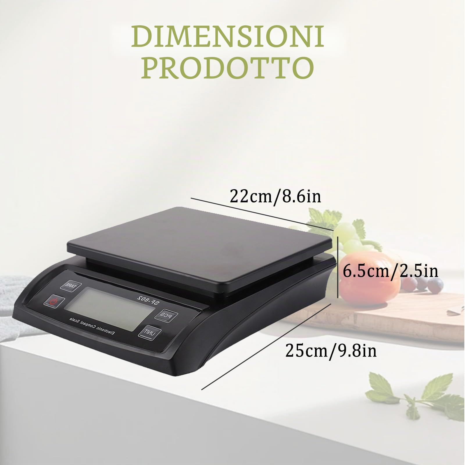 Bilancia Digitale Cucina Digitale Acciaio Inossidabile 30kg,Bilancia Cibo Multifunzionale per la Cottura Della Frutta,Bilancia da Cucina con Display lcd e Funzione Tara Kitchen Scales (Nero)
