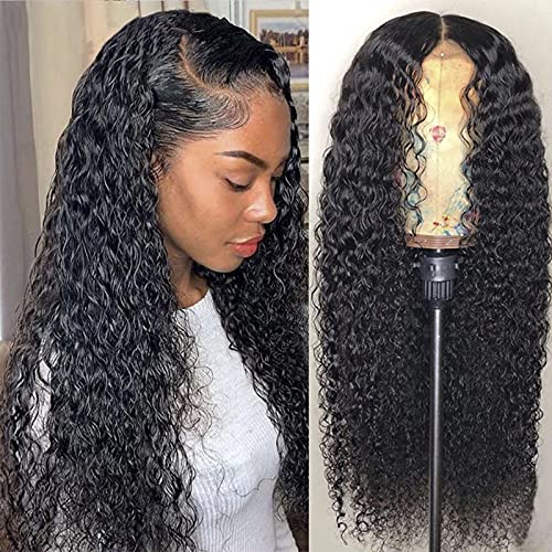180 Density Curly Lace Front Wigs Human Hair Deep Wave Lace Front Wigs for Black Women Curly 13X4 Lace Frontal Wig Pre Plucked with Baby Hair Brazilian Virgin Hair Wet and Wavy Lace Front Wig 24 Inch