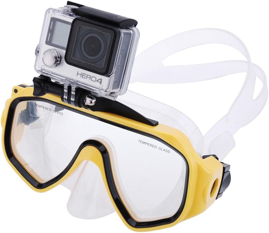 YOCI GoPro Diving Mask, Dive Scuba Diving Mask, Swimming Goggles Mask with Tempered Glasses for GoPro Hero HD, Hero 4, Hero 3+, Hero 3, Hero 2, Hero 1, Sj4000, SJ5000 Camera (Yellow) …
