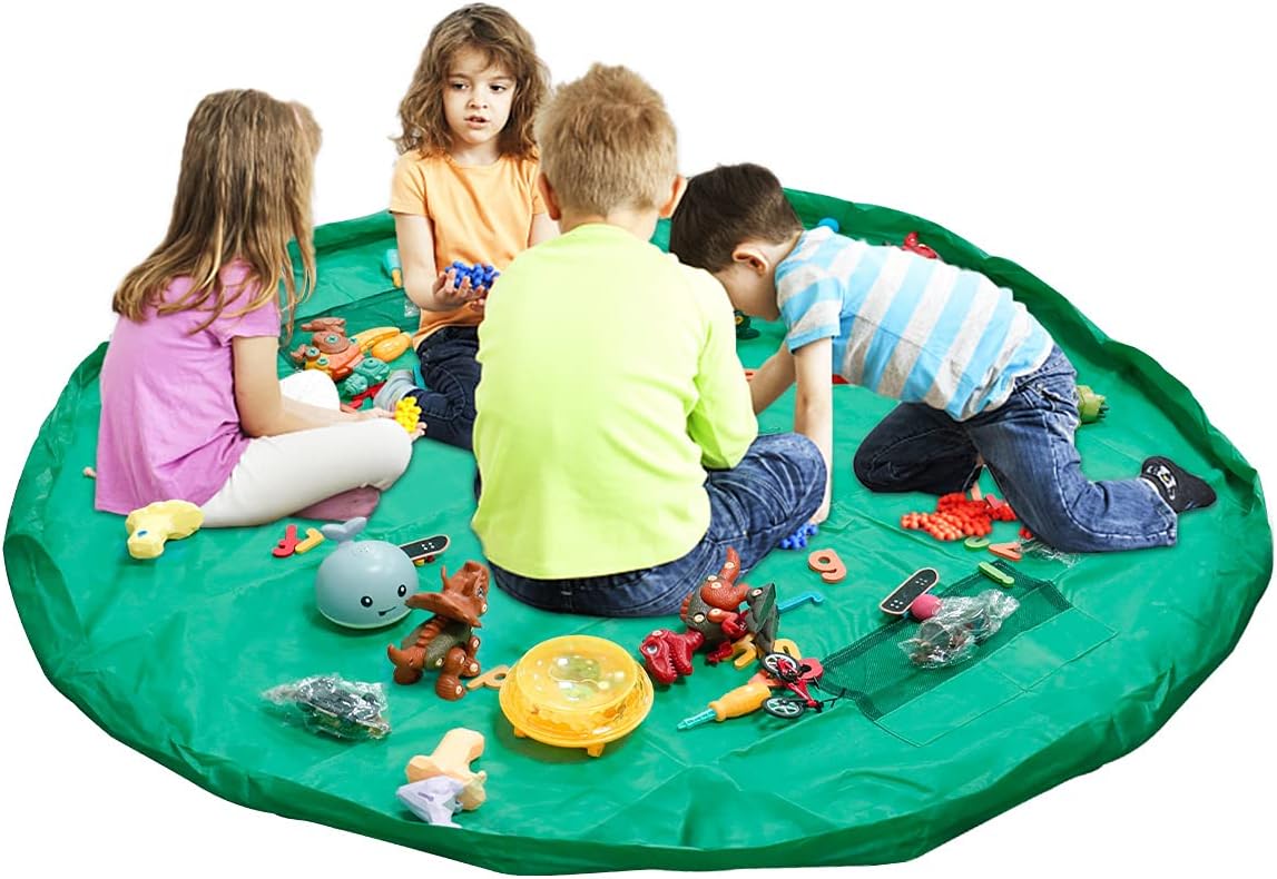 Ferryman Toy Storage Bag, 60 inch Foldable Toy Organiser for Home and Outdoor, Portable for Lego Building Block, Green