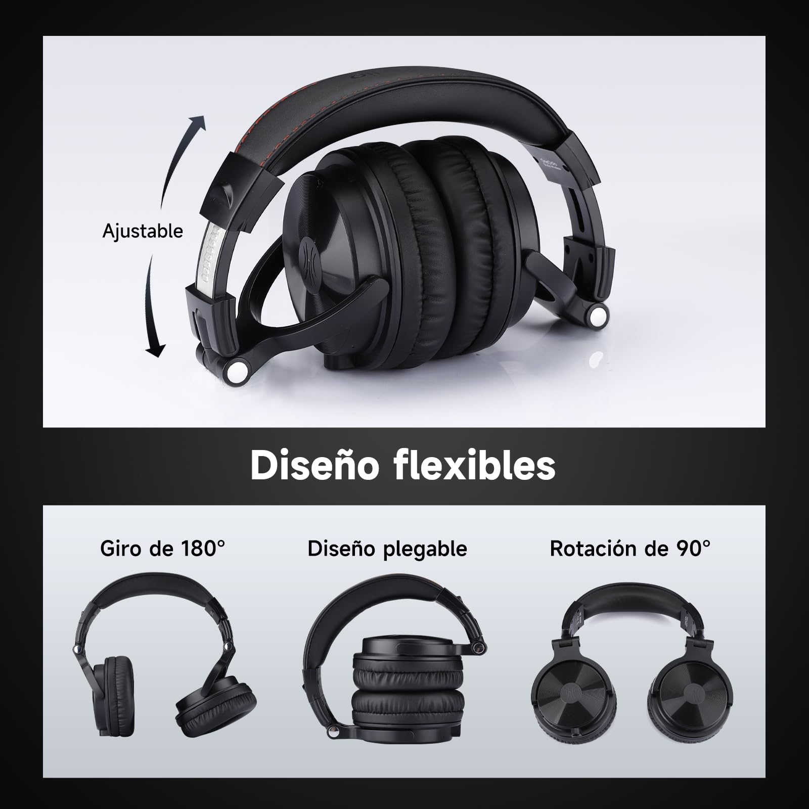 OneOdio Auricurales Bluetooth Inalámbricos 110H, Auriculares HiFi de 50mm Altavoz con Micrófono CVC 8.0, Auriculares con Cable para Móvil PC Portátil, Orejeras Proteicas 90° Ajustable para DJ