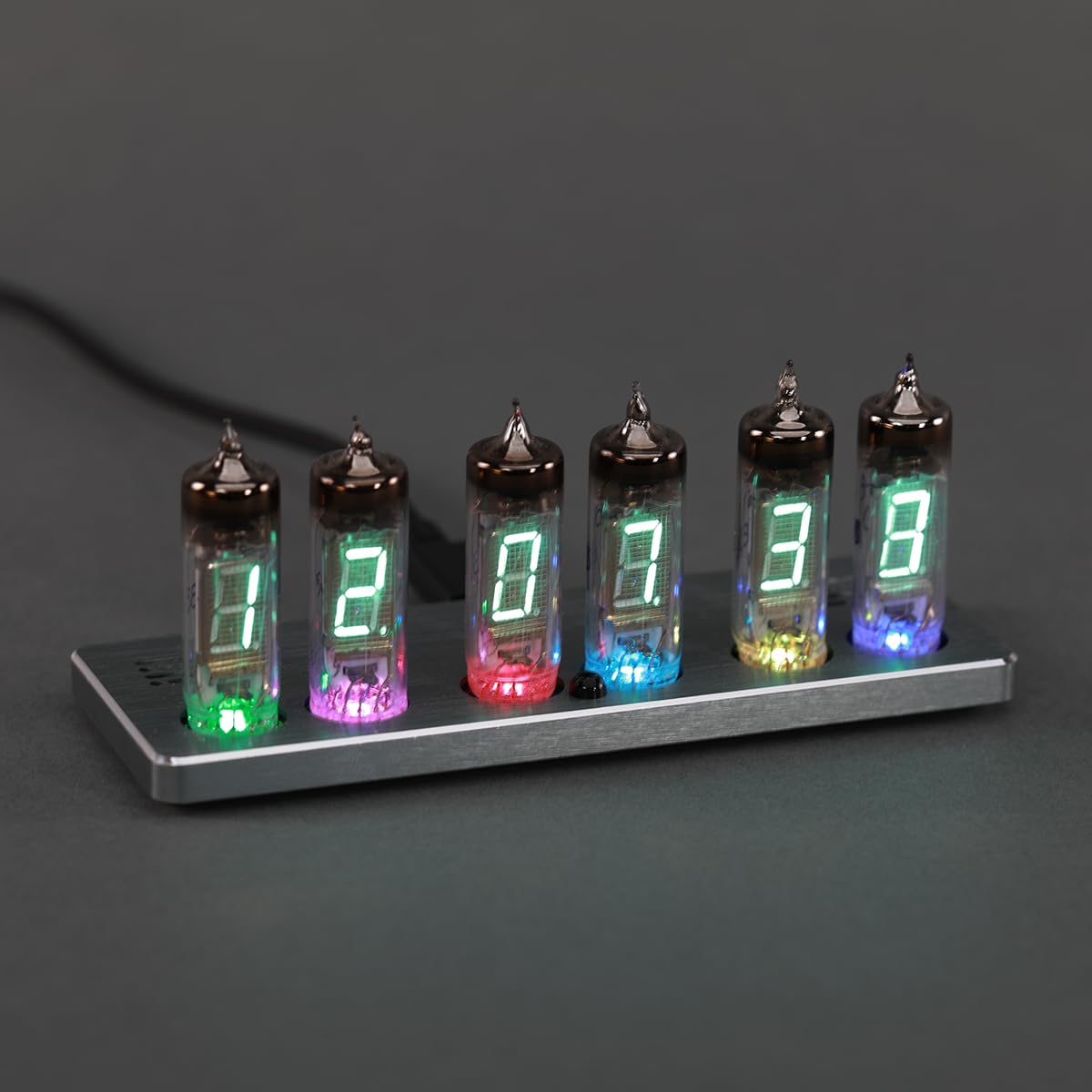 Nixie Zegar cyfrowy z automatyczną synchronizacją WiFi, alarmem głosowym, 15 kolorowym podświetleniem, 9 efektów wyświetlania, zegar biurkowy w stylu vintage, do dekoracji domu, biura