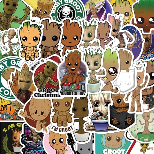 50 Pcs Water Bottle Waterproof Vinyl Decals,Cute Cartoon Characters Stickers for Kids Teens Adults Waterproof Vinyl Decals for Water Bottle Laptop Luggage
