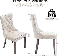Vista 3 de Kiztir Velvet Dining Chairs Set of 4, Upholstered Dining Room Chairs with Ring Pull Trim and Button Back, Luxury Tufted Dining Chair for Living Beige