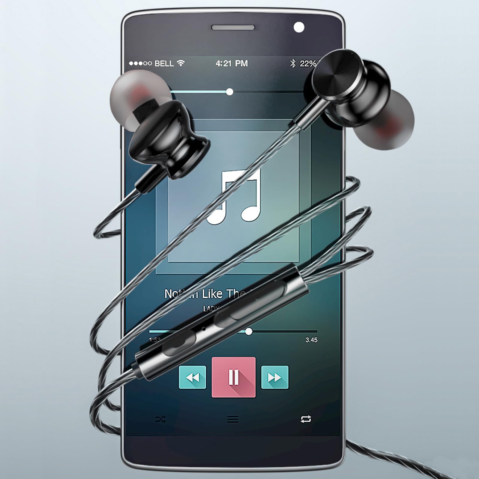 ApexOne Écouteurs intra-auriculaires filaires en métal avec micro, contrôle du volume et étui de poche, son cristallin, basses stéréo, isolation du bruit (écouteurs, étui de rangement rouge et 2