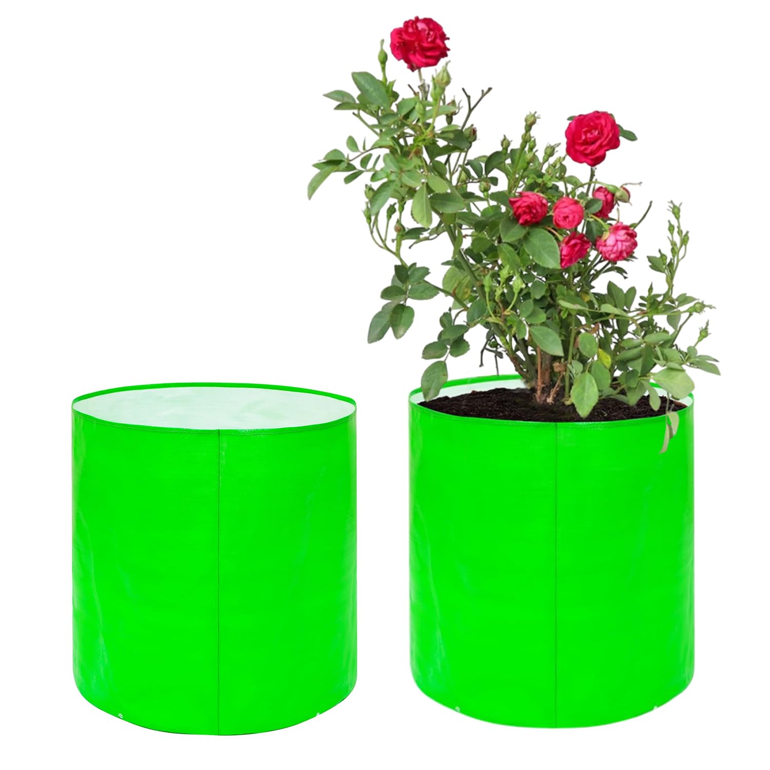 Go Hooked Grow Bags for Gardening Vegetables Herbs & Flowers (Set of 2) Planter Bags for Home Balcony Terrace & Outdoor Farming (12 Inch, 250gsm) Heavy Duty Reusable Gallon Grow Bags