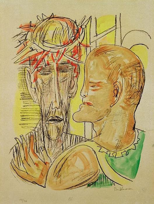 Pintura sobre lienzo Cristo y Pilatos de Max Beckmann 60x90cm, el regalo artístico ideal