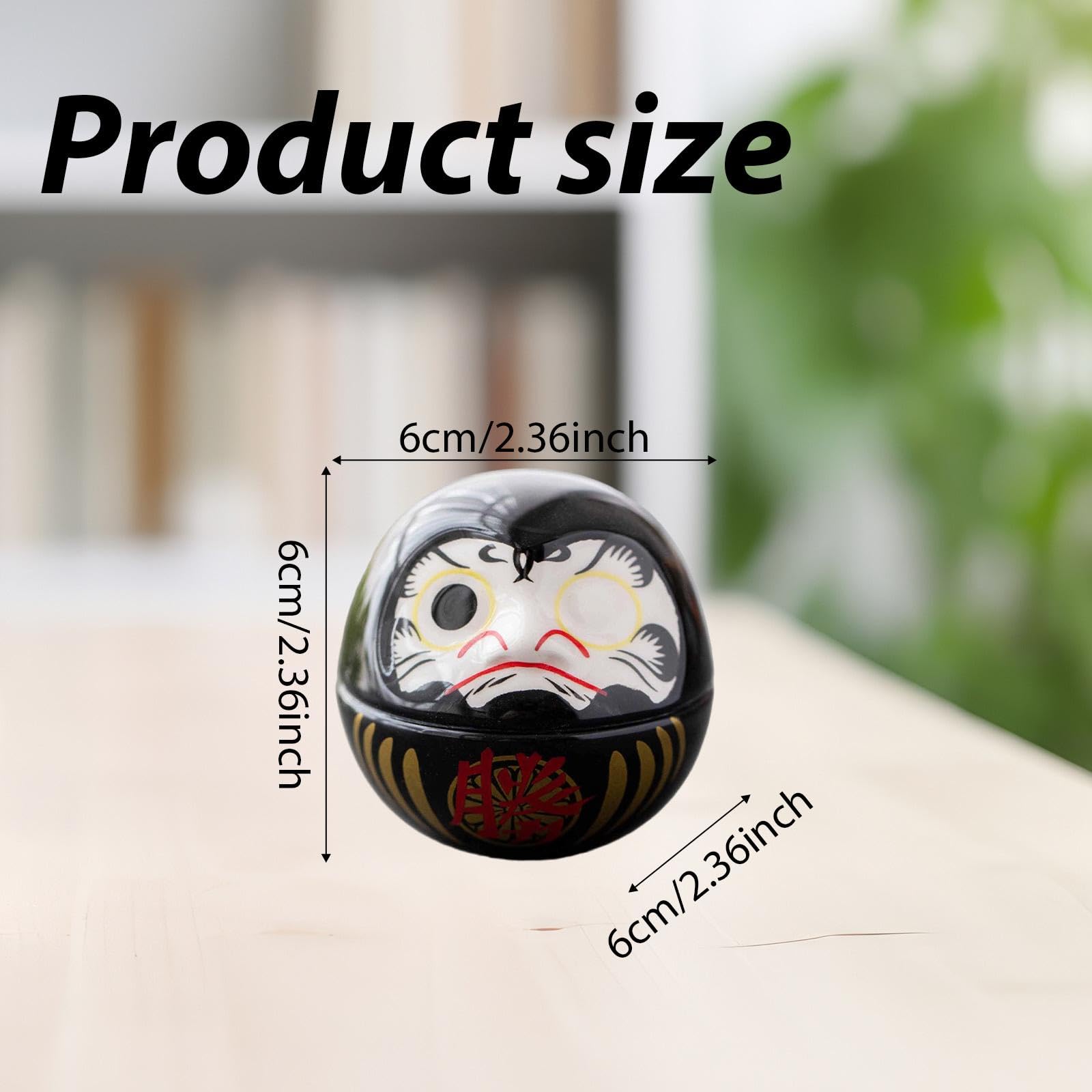Cerámica Muñeca Daruma Pequeña Figurita en Miniatura Negro