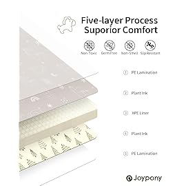 Joypony Baby Play Mat, 50 x 50 Inch Foldable Play Mats for Babies and Toddlers, Waterproof & Anti-Slip Portable Baby Floor Mat for Playpen with Travel Bag