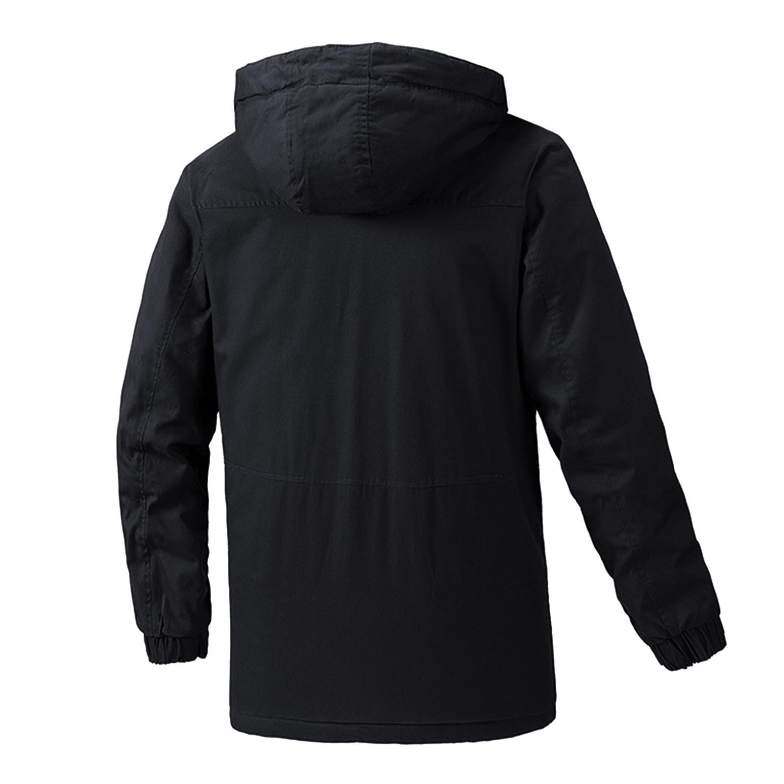 Winterjacke Herren Warm Gefüttert Jacke Fleece Winterparka Winddicht Outdoor Übergangsjacke mit Abnehmbarer Kapuze