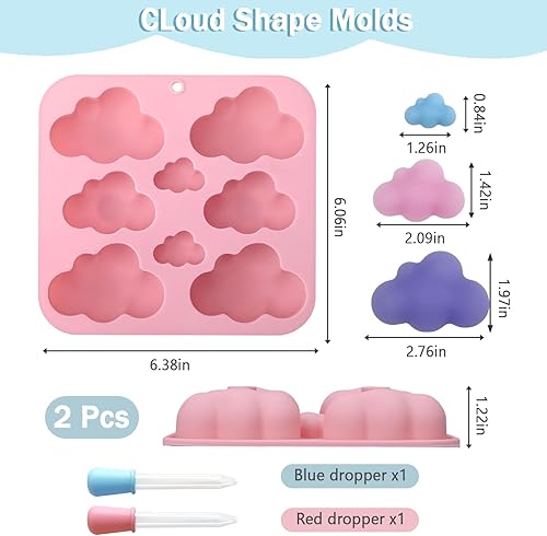 Miniatura 2 de Paquete de 2 moldes de silicona de nube lindos, molde de silicona de nube 3D, molde en forma de nube, bandeja de nube, herramienta de horneado de