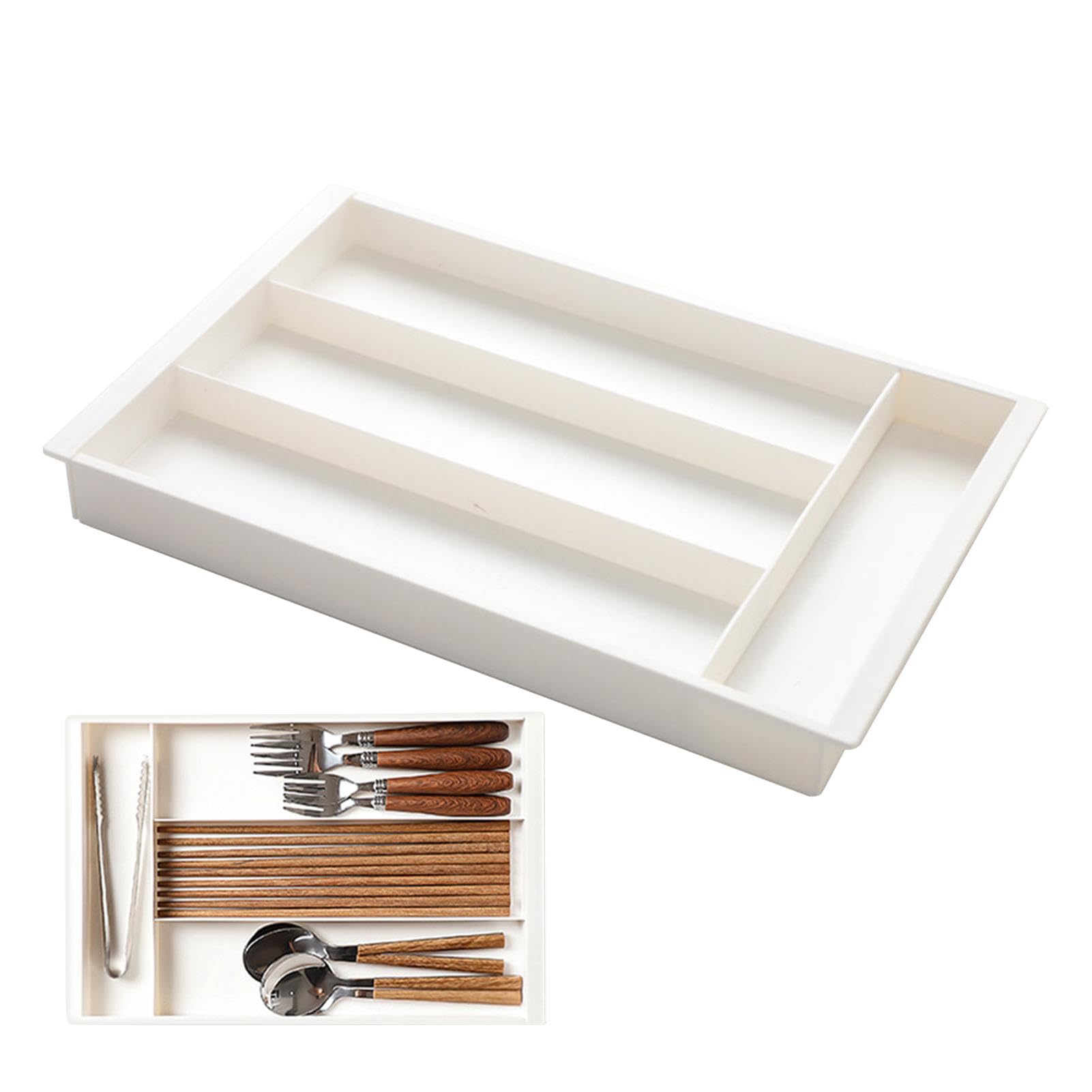 Bandeja de utensilios de cocina ajustable con soporte para cubiertos y caja de almacenamiento