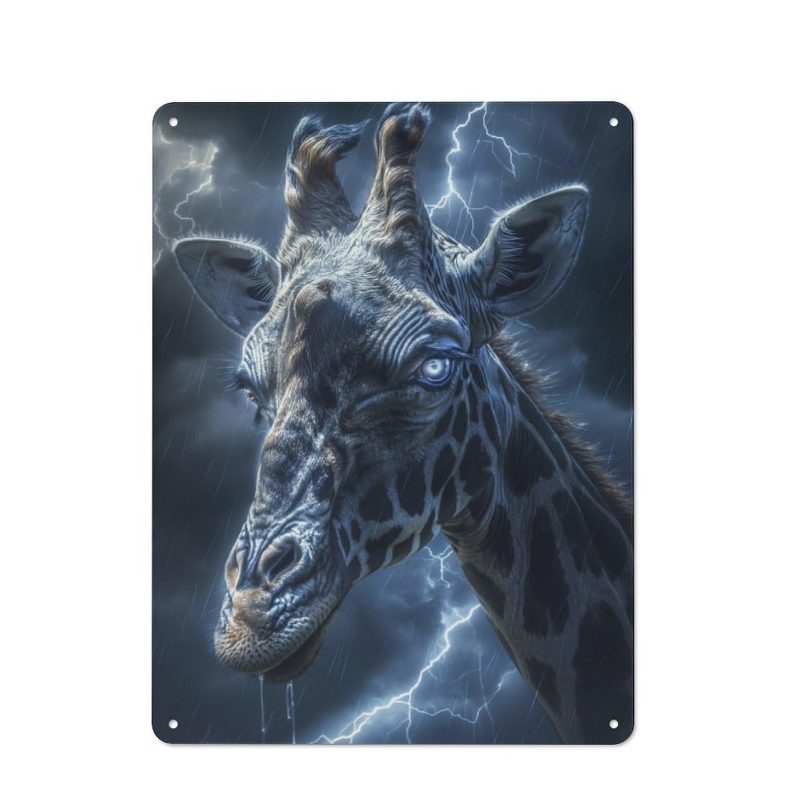 Junmoney Giraffe Fairy Tale Fantasy Retro Metal Sign With Design 40X30cm, Distressed Look Retro Room Decor For Living Room, Hallway, Kitchen Or Cafe