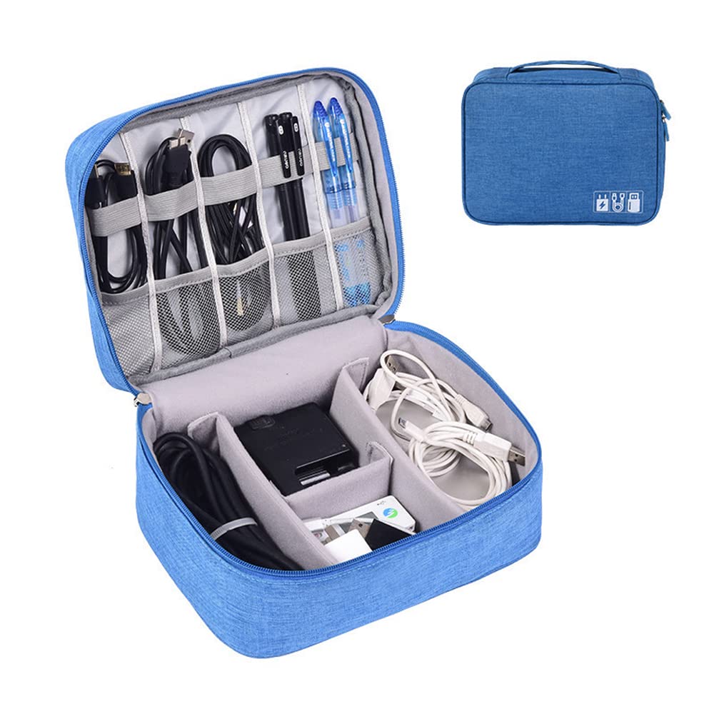 Menoeceus Electronics Cable Case Organizer Bag, Travel Electronics Accessories Storage Bag Travel Gadget Bag, Portable Waterproof Digital Bag Travel Bag Storage Case for Power Bank (Sky Blue)