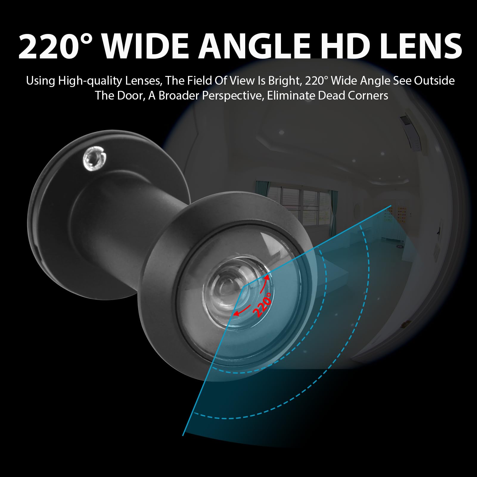 Spioncino Porta Sicurezza 220° - Copertura Privacy Per Porte 35-60 Mm - Foto 2