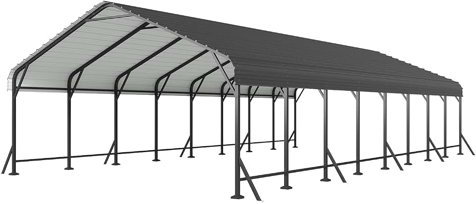 20x40 FT Metal Steel Carport, Heavy Duty Outdoor Car Canopy Shelter for Auto Vehicles, Reinforced Frame and Strong Base for Pickup Trucks, Cars, SUVs, Tractors, Boats.