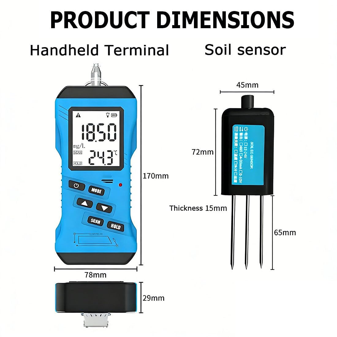 Misuratore di pH digitale per terreno, tester 7 in 1, tester Npk, con sensore di umidità e temperatura, kit di test del suolo da giardino LCD retroilluminato, per prato, fattoria, piante da interno ed