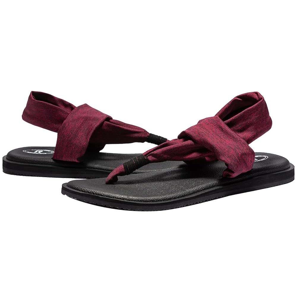 Amazon.com | WOTTE Women's Yoga Sling Sandals Slingback Thong Flip Flops Size 10 Burgundy | Flip-Flops