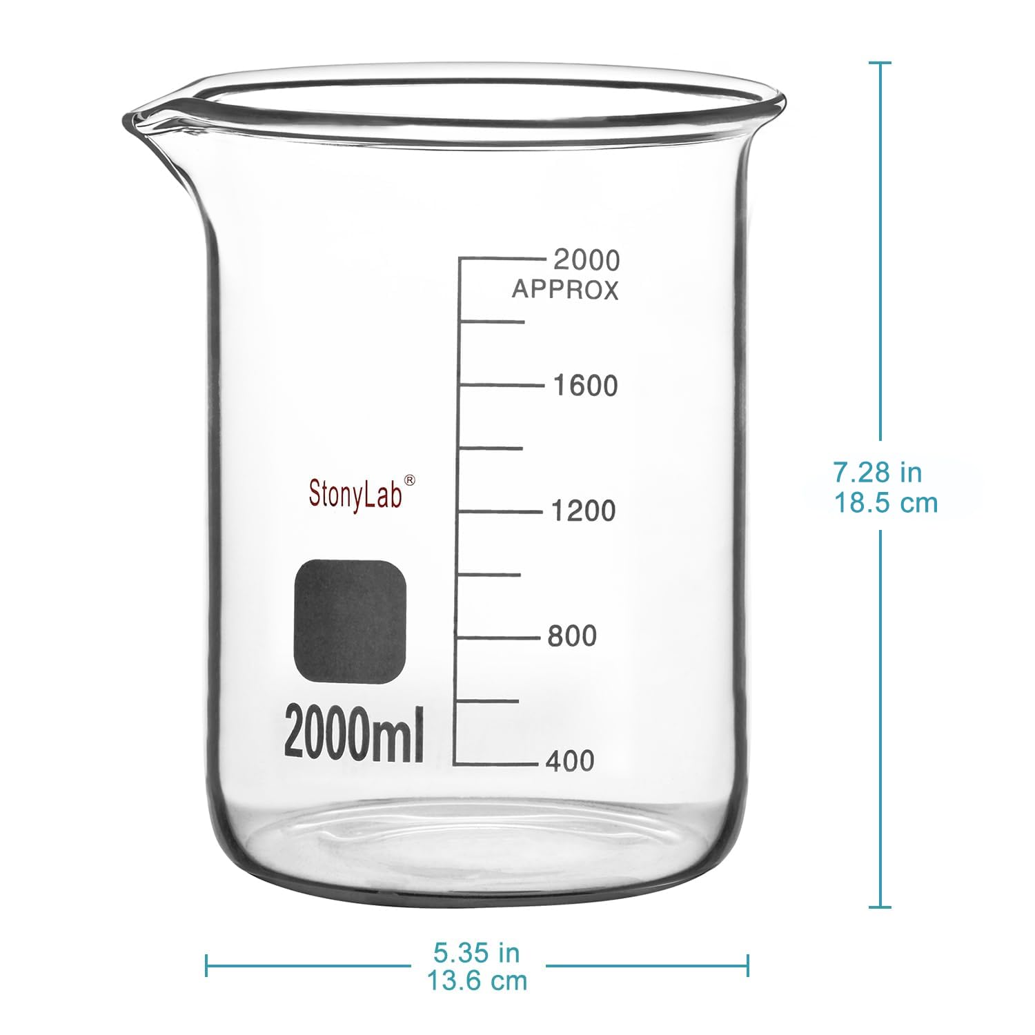 Becher in Vetro Borosilicato Graduato 2000 ml Griffin con Beccuccio di Versamento