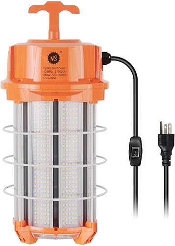 Luz de trabajo temporal LED de 250 W, 37,500 lúmenes, luces de construcción, 5000 K, portátil, enlazable, IP65, de alto lúmenes, súper brillante,